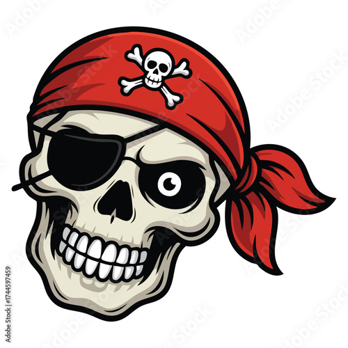 Vector illustration pirate skull design isolated element perfect for o scary halloween nautical or creative artwork concept cartoon style design