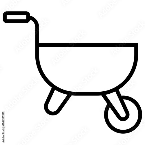Wheelbarrow Outline Icon