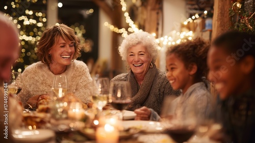 Multigenerational Family Enjoying Christmas Dinner Together
