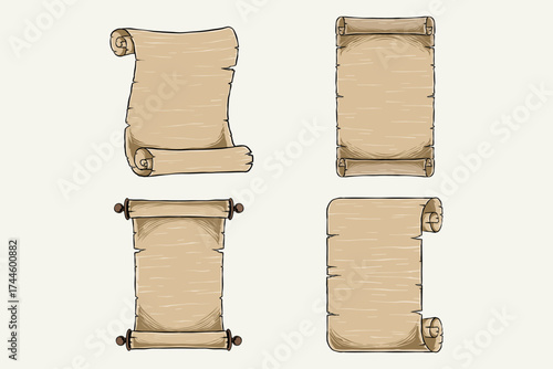 illustration of a set of vintage style paper rolls