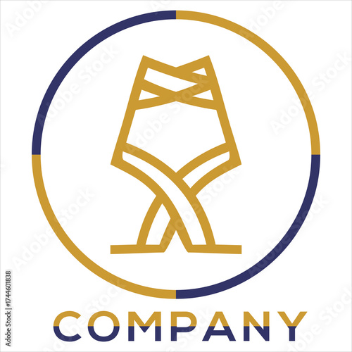 Abstract emblem gold navy circle