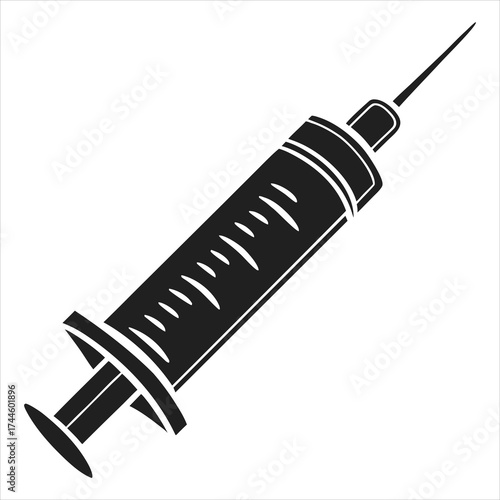 Black syringe with needle medical injection