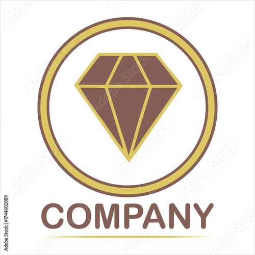 Brown diamond emblem gold circle text vector