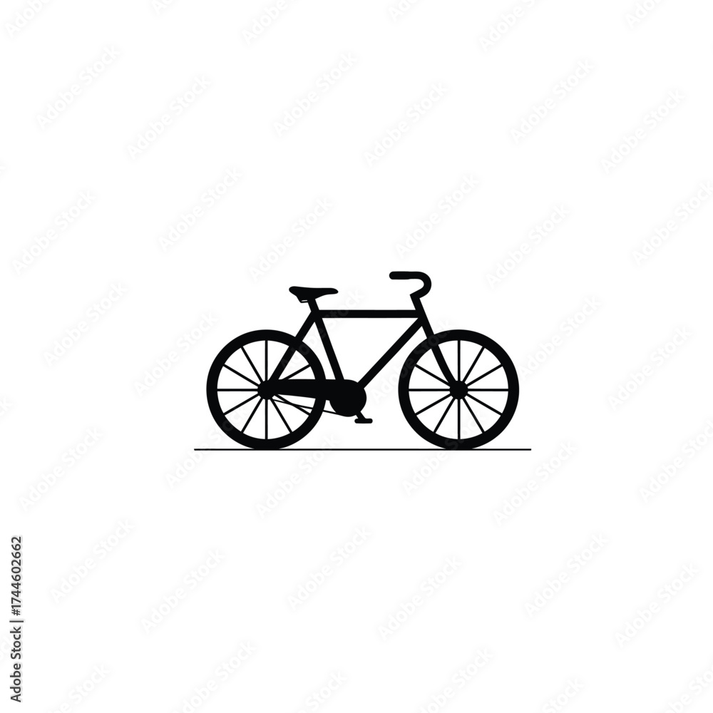 Fototapeta premium Isolated Black Bicycle Silhouette with White Transparent Background, Simple Style Design