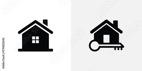 House With Key Icons, Concept of Buying Home, Real Estate, transparent Background