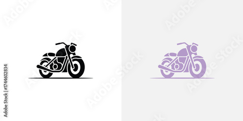 Isolated Motorcycle, Transportation Vehicle, TwoWheeler, Retro, Silhouette, Icon, Road