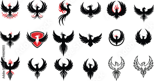 Phoenix Bird Emblem and Logo Collection .