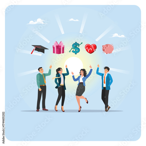 Reward or bonus payment to motivate employee concept.