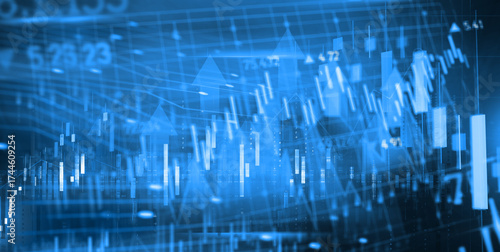 Stock market graph trading analysis investment financial, stock exchange financial or forex graph stock market graph chart business crisis crash loss and grow up gain and profits win up trend.
