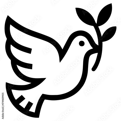 Dove carrying olive branch (peace) icon — universal symbol of peace, hope, and harmony
