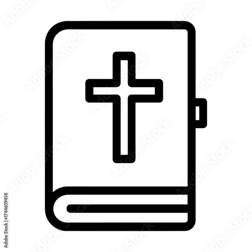 Bible with cross on cover icon — religious book symbol representing faith, scripture, and Christianity
