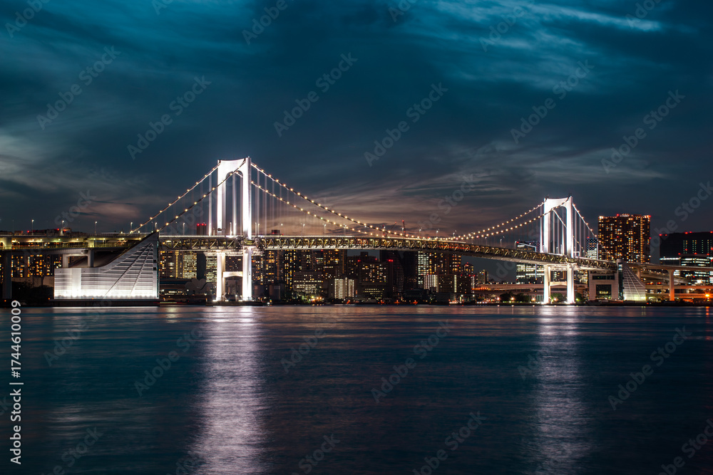 Fototapeta premium レインボーブリッジと街並みの夕景