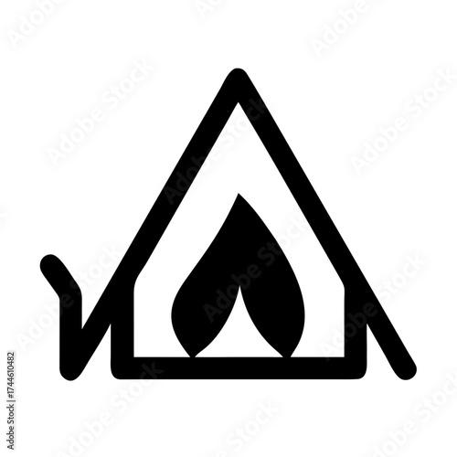 Illustration of a tent with a flame inside