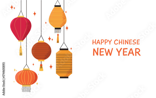 Happy Chinese New Year card banner invitation poster illustration