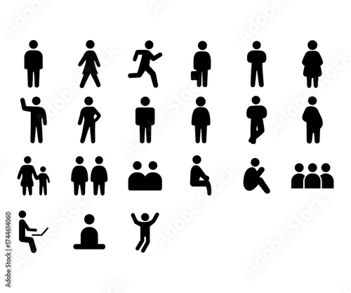 vector set of illustration people sign silhouettes pictogram pack for navigation wayfinding and public signage