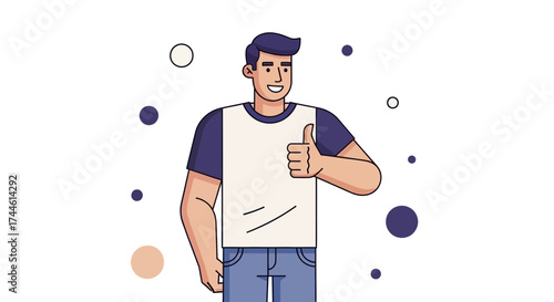 Enthusiastic Male Expressing Approval With a Thumbs Up Gesture and Stylish Outfit Design