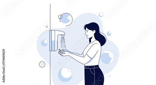 Essential Hand Hygiene: A Woman Sanitizing, Promoting Well-being In Modern Times