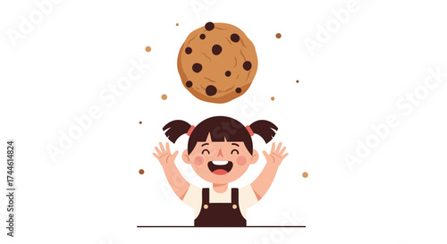 Excited Child Anticipates Cookie, Illustrating Happiness and Anticipation in Playful Scene