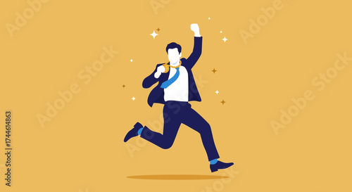 Excited Corporate Executive Celebrating Success, Achieved Goal, Victory, Happy Moment
