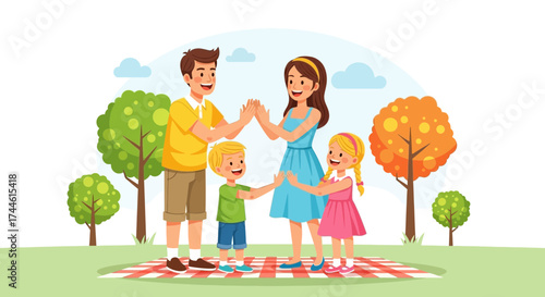 Family Enjoying Time Together Outdoors Playing Games and Making Memories Daily
