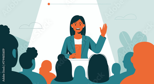 Expert Educator Introducing Important Data To An Enthusiastic Audience Displaying Engagement