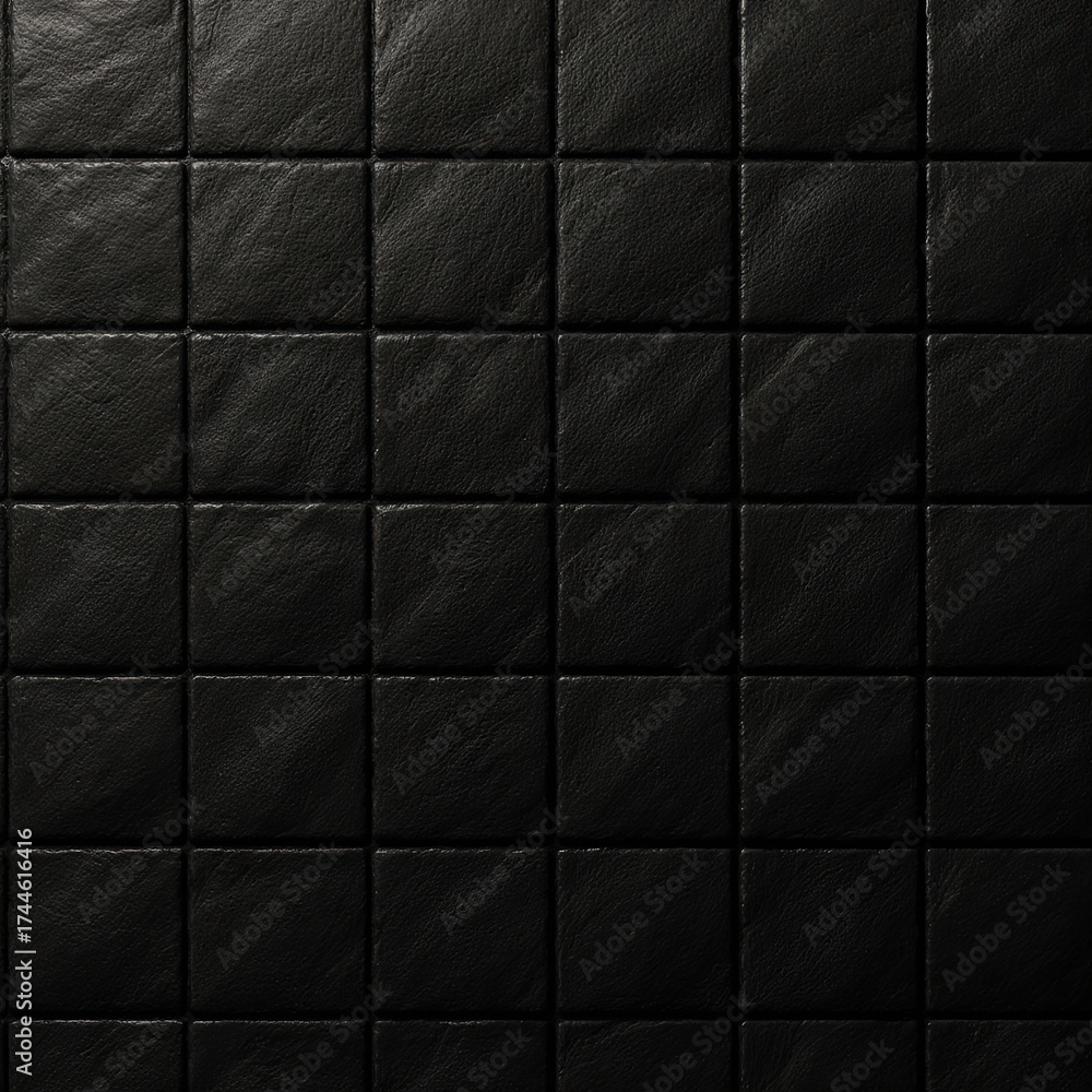 Naklejka premium Textured Black Leather Square Grid Background