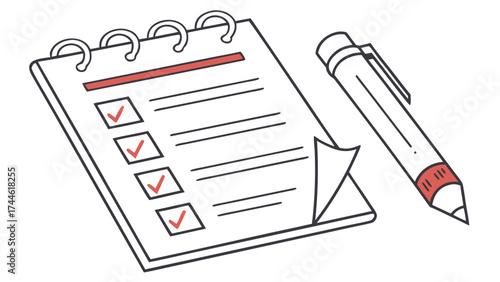 Checklist with a pen, symbolizing organization, planning, and task completion for business and personal use