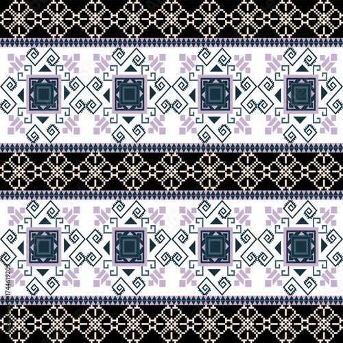 Abstract geometric seamless pattern featuring clean lines and bold symmetry. Ideal for textile prints, home decor, stationery, and fashion design. Perfect for modern branding or minimalist background