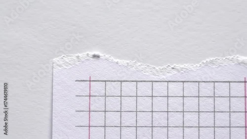 Torn graph paper with ragged edge