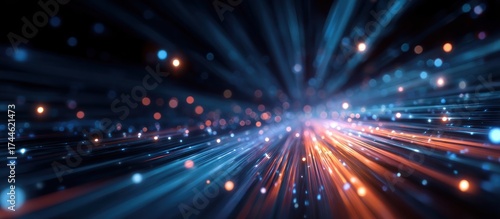 Abstract Light Speed Tunnel: Digital Art