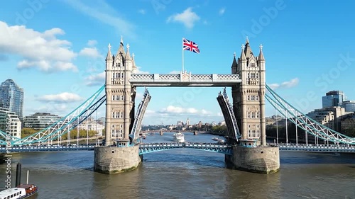 Tower Bridge London Opening for Boat Traffic