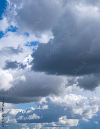 Dramatic Sky Cumulus Clouds in Blue Sky, Bright Sunny Day