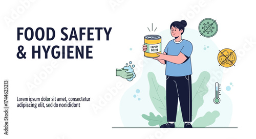 Food Safety And Hygiene Illustrated With Icons Representing Important Food Handling Protocols