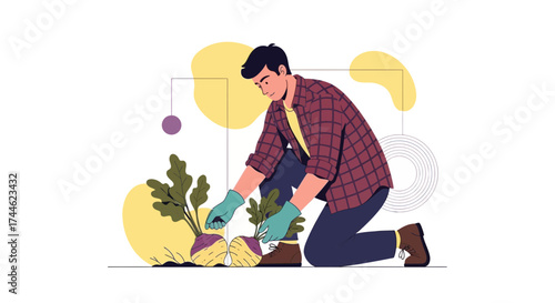 Gardener Harvesting Fresh Vegetables And Showing the Joy of Gardening And Fresh Harvests