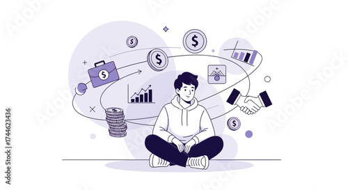 Financial Growth And Planning Depicted Through Modern Illustration Concept