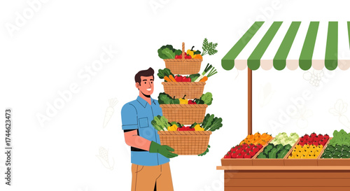 Fresh Vegetables for Sale at the Market, Local Grocery Stand, Healthy Organic produce