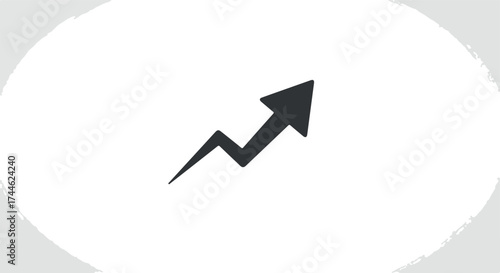Black arrow pointing upwards representing growth and progress on white background.