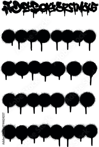 Black spray paint art with dripping effect and graffiti style.