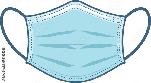 Blue medical face mask for protection against viruses and bacteria.