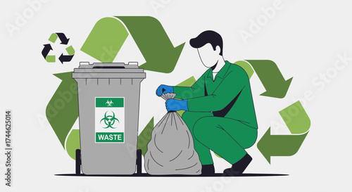 Garbage Collection Worker Sorting And Disposing Waste For Environmental Sustainability