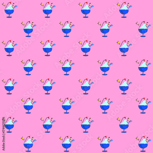 Shaved Ice Cream Vector Food Seamless Pattern