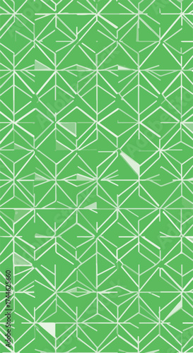 Geometric green pattern with diamond shapes and lines abstract design.