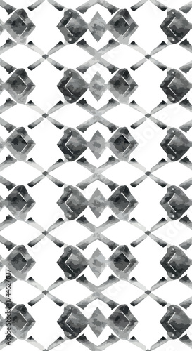 Geometric pattern of diamond shapes in grayscale repeating across the image.