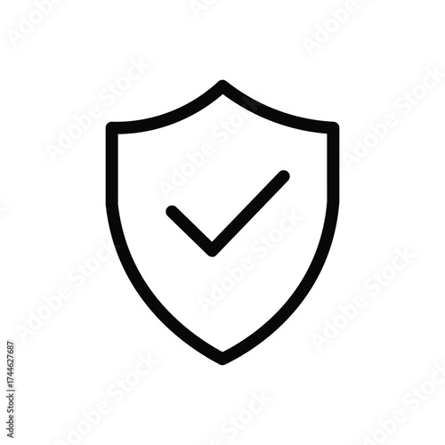 Free Download Shield with check mark line icon, security and protection symbol, simple outline style on white background - GFXLoad