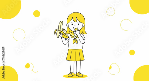 Girl Eating a Banana and Enjoying A Delightful And Healthy Moment With Happy Vibe