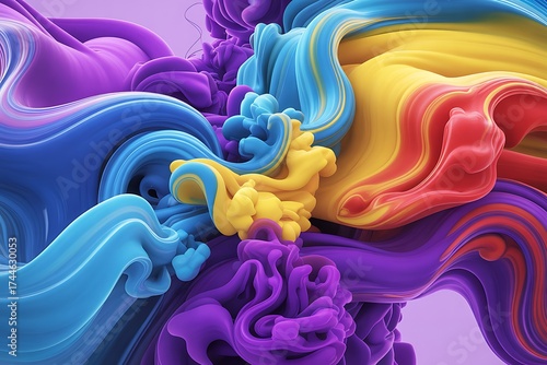 Minimal artistic background with spilled colors flowing and dripping across the canvas, creating a vibrant explosion of paint.