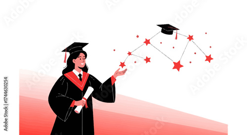 Graduation Ceremony Illustration Visualizing Knowledge Wisdom And The Path Towards Academic Success