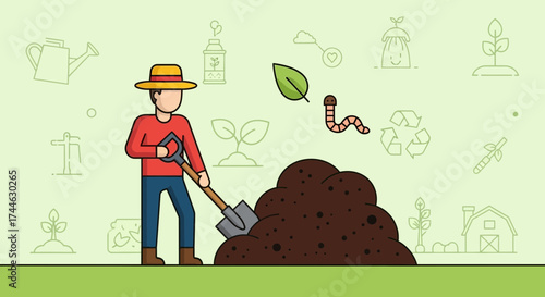 Gardener Planting in Soil, Promoting Healthy Growing, New Beginning, Organic Garden, Compost