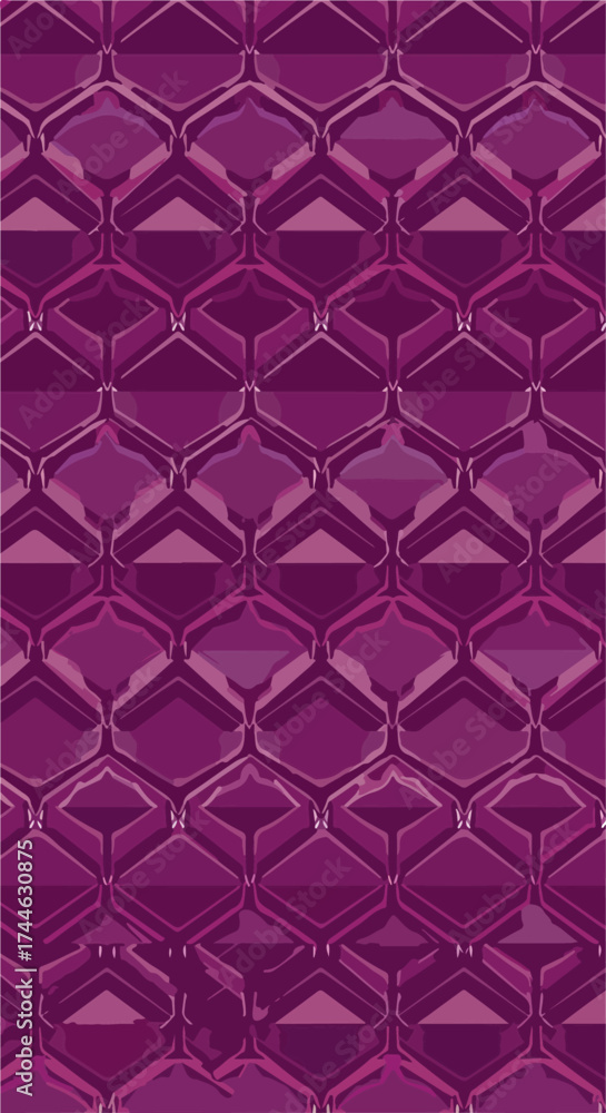Fototapeta premium Geometric pattern with repeating diamond shapes in vibrant purple color.
