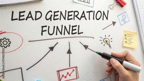 Detailed Visualization of Lead Generation Funnel Strategies with Charts and Graphics for Effective Marketing Planning